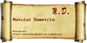 Matulai Demetria névjegykártya